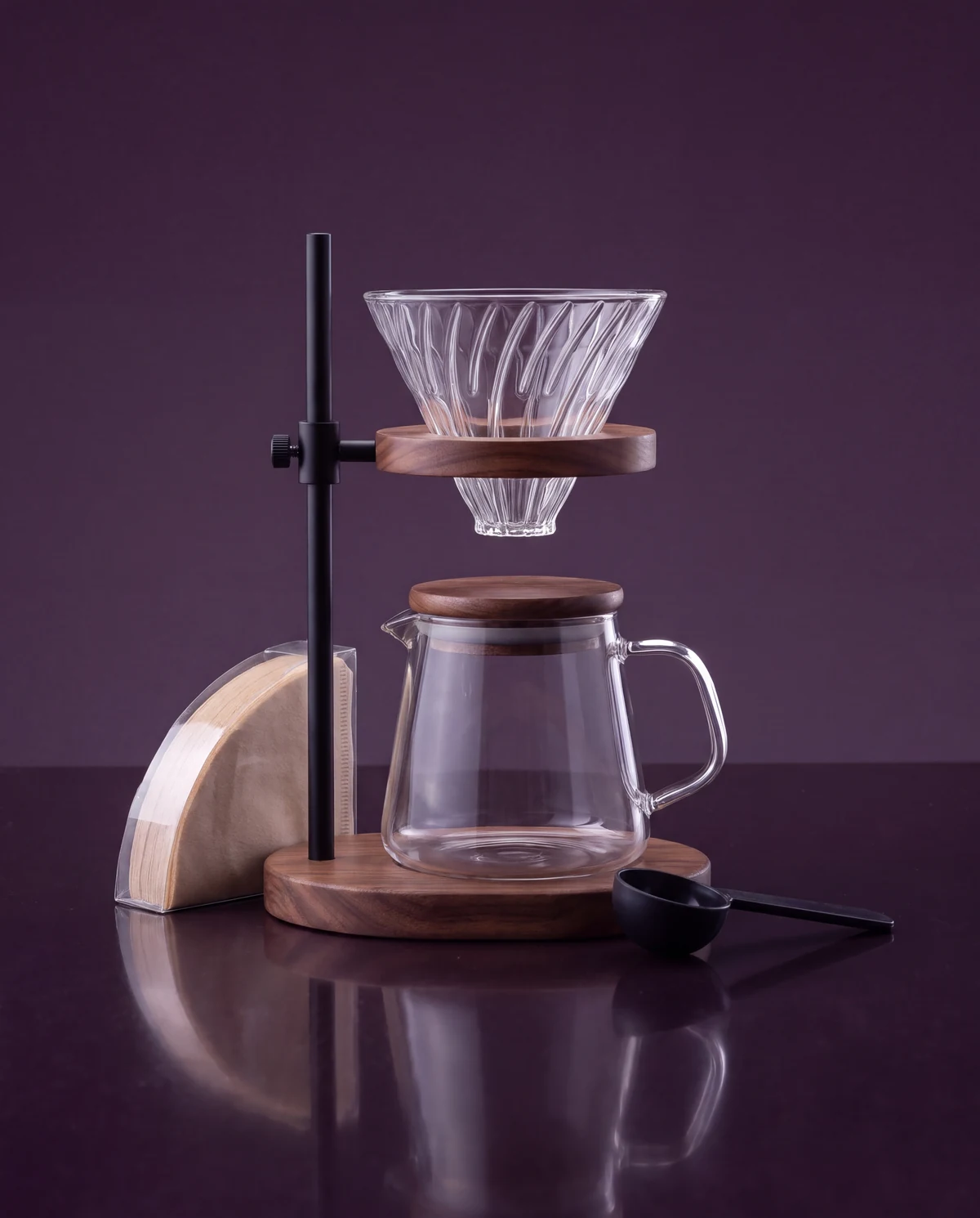 Wood Stand Pour-Over Set, 5-part set